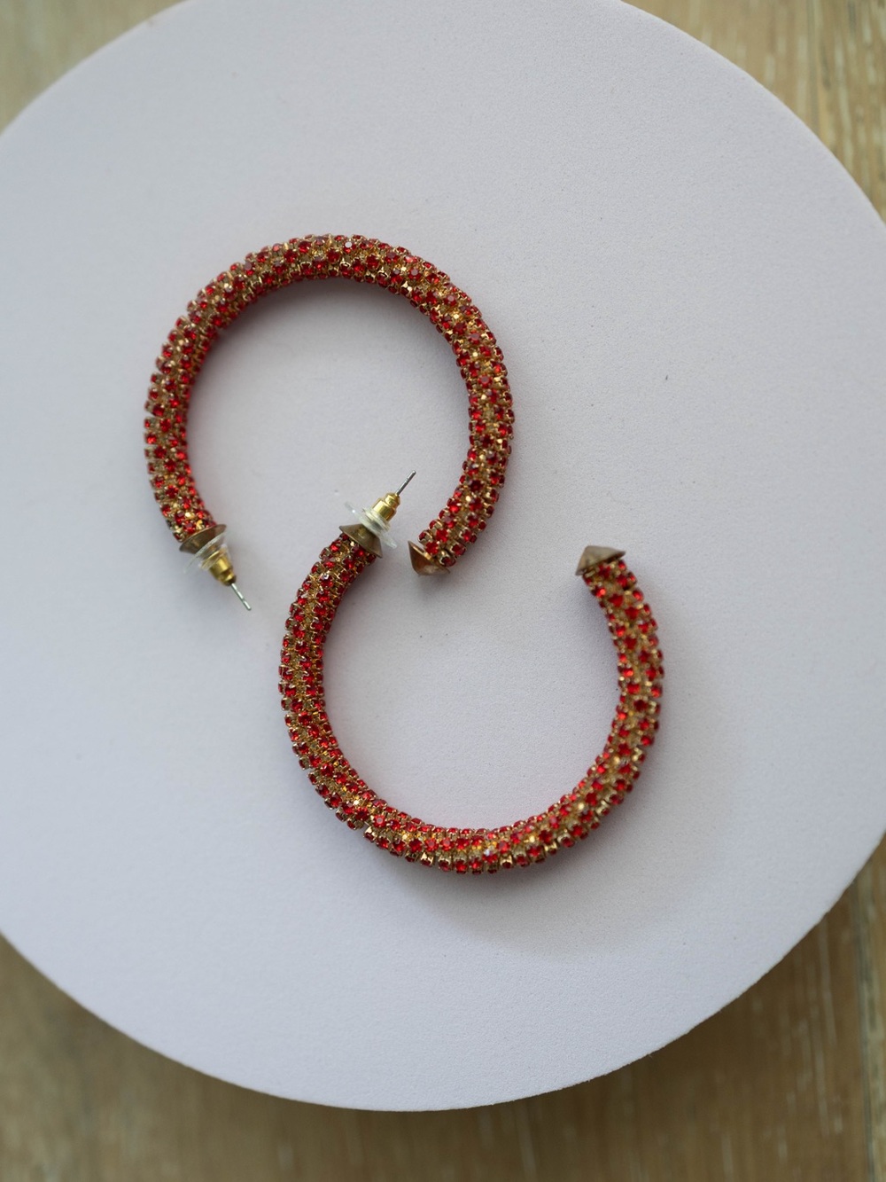 Red Crystal Hoop Earrings